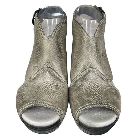 Dansko Women’s Vanda Grey Leather Open Toe Wedge Sandal Size 38 US 7.5/8 - Picture 7 of 11
